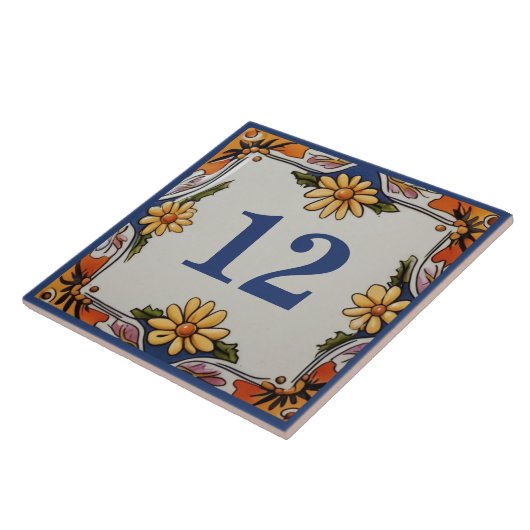Rustic Daisy Blume Custom House Number Signature P Fliese (Seite)