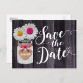Rustic Daisy Blume Mason Jar Save the Date Ankündigungspostkarte (Vorne/Hinten)
