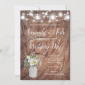 Rustic Daisy Floral Mason Jar Country Wedding Einladung (Vorderseite)