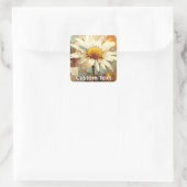 Rustic Daisy Flower Art Custom Quadratischer Aufkleber (Tasche)