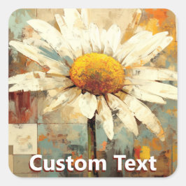 Rustic Daisy Flower Art Custom Quadratischer Aufkleber