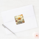 Rustic Daisy Flower Art Custom Quadratischer Aufkleber (Umschlag)