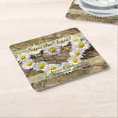 Rustic Daisy Heart Save the Date Rechteckiger Pappuntersetzer (angewinkelt)