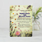 Rustic Daisy & Heart Wedding Einladung (Stehend Vorderseite)