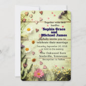 Rustic Daisy & Heart Wedding Einladung (Vorderseite)