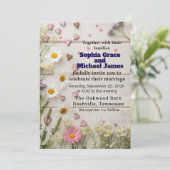 Rustic Daisy & Heart Wedding Einladung (Stehend Vorderseite)