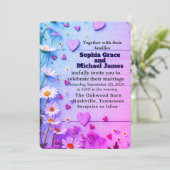 Rustic Daisy & Heart Wedding Einladung (Stehend Vorderseite)