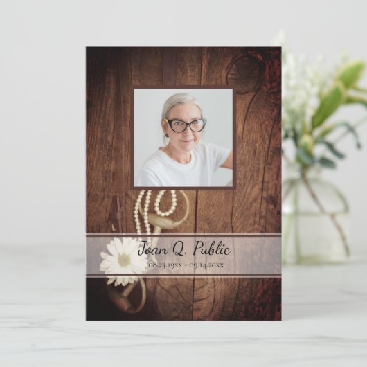 Rustic Daisy Horse Bit Western Beerdigung Service Programm (Stehend Vorderseite)