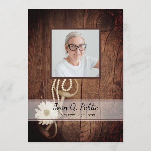 Rustic Daisy Horse Bit Western Beerdigung Service Programm (Vorderseite)