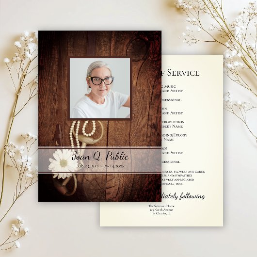 Rustic Daisy Horse Bit Western Beerdigung Service Programm