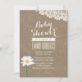 Rustic Daisy & Lace Burlap Baby Shower Einladungen (Vorderseite)