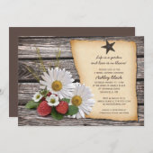 Rustic Daisy Strawberry Bridal Dusche Einladung (Vorne/Hinten)