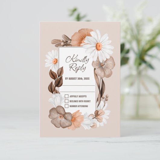 Rustic Daisy Wedding RSVP (Stehend Vorderseite)