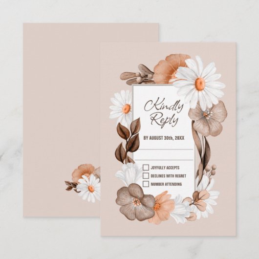 Rustic Daisy Wedding RSVP Karte (Vorne/Hinten)