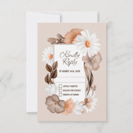 Rustic Daisy Wedding RSVP Karte