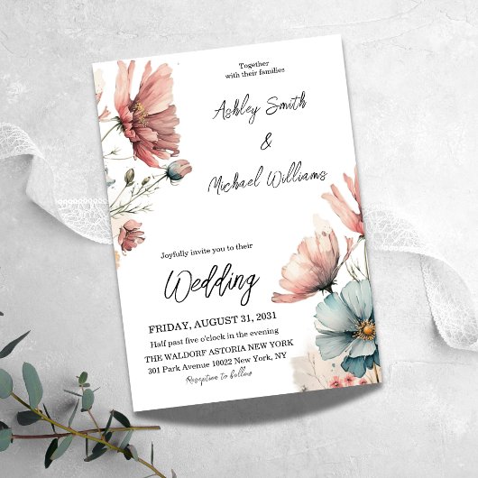 Rustic Daisy Wildblume Floral Wedding Einladung