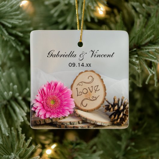 Rustic Daisy Woodland Wedding Bridesmaid Vielen Da Keramikornament (Baum)