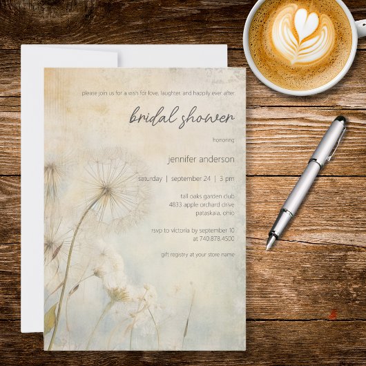 Rustic Dandelion Bridal Shower Invitation Einladung