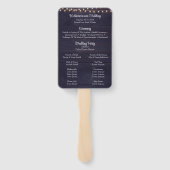 Rustic Dark Blue Wood String Light Wedding Program Fächer (Rückseite)
