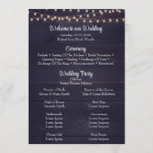 Rustic Dark Blue Wood String Light Wedding Program Programm (Rückseite)