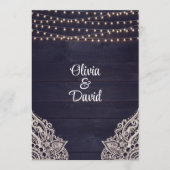 Rustic Dark Blue Wood String Light Wedding Program Programm (Vorderseite)