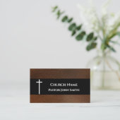 Rustic Dark Brown Leather Church Visitenkarte (Stehend Vorderseite)