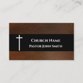 Rustic Dark Brown Leather Church Visitenkarte (Vorderseite)
