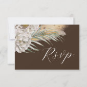 Rustic Dark Brown Watercolor Floral RSVP Karte (Vorderseite)