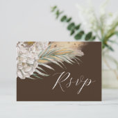 Rustic Dark Brown Watercolor Floral RSVP Karte (Stehend Vorderseite)