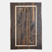 Rustic Dark Brown Wood Monogram Kitchen Handtücher (Vertikal)