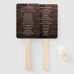 Rustic Dark Brown Wood Wedding Program Fächer