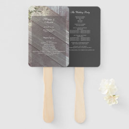 Rustic Dark Gray Wood Floral Wedding Program Fächer