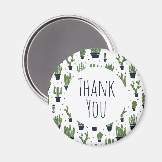 Rustic Dark Green Cactus Desert Pattern Vielen Dan Magnet (Vorderseite/Rückseite)