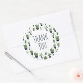Rustic Dark Green Cactus Desert Pattern Vielen Dan Runder Aufkleber (Umschlag)