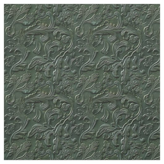 Rustic dark green tooled leather floral stoff (Muster)