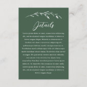 Rustic Dark Green Wildflower Wedding Details Begleitkarte (Vorderseite)