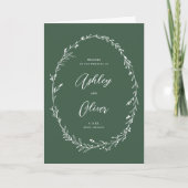 Rustic Dark Green Wildflower Wreath Wedding Programm (Vorderseite)