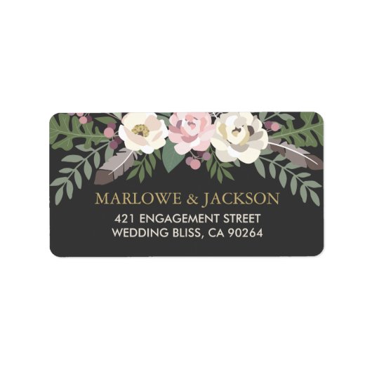 Rustic Dark Moody Floral Boho Hochzeitrede Adressaufkleber (Vorne)
