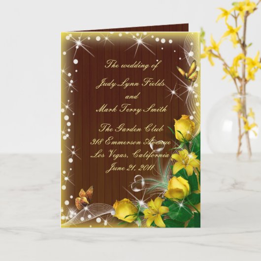 Rustic Dark Wok Yellow Floral Butterfly Program Karte (Gelbe Blume)