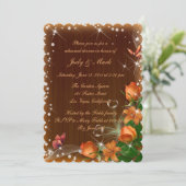 Rustic Dark Wood Floral Hochzeit Probe Dinner Einladung (Stehend Vorderseite)