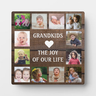 Rustic Dark Wood Grandkids Quote 12 Foto Collage Fotoplatte