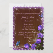Rustic Dark Wood Lila Floral Engagement Party Einladung (Vorderseite)
