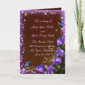Rustic Dark Wood Lila Floral Programmkarte Karte (Vorderseite)