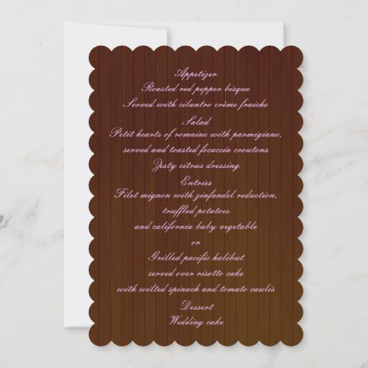 Rustic Dark Wood Lila Floral Wedding Card Einladung (Rückseite)