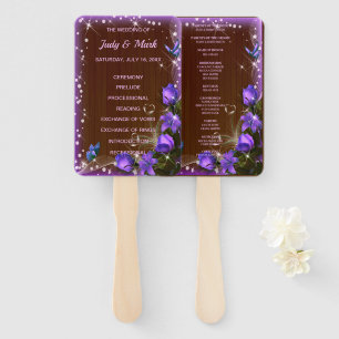 Rustic Dark Wood Lila Floral Wedding Program Fächer