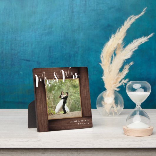 Rustic Dark Wood Mr. & Mrs. Wedding Foto Frame Fotoplatte (InSitu)
