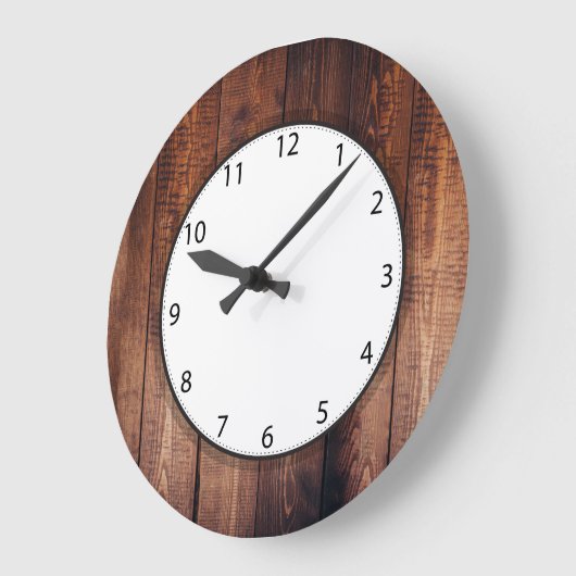 Rustic Dark Wood Planks Große Wanduhr (Winkel)
