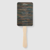 Rustic Dark Wood Script Wedding Menu Fächer (Rückseite)