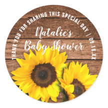 Rustic Dark Wood Sunflower Danke Baby Dusche