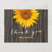 Rustic Dark Wood & Sunflower Wedding Vielen Dank Postkarte (Vorderseite)